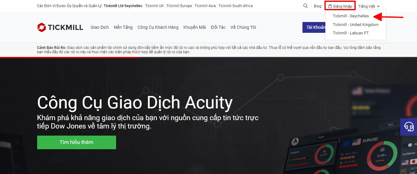Hướng dẫn nạp và rút tiền sàn TickMill mới nhất
