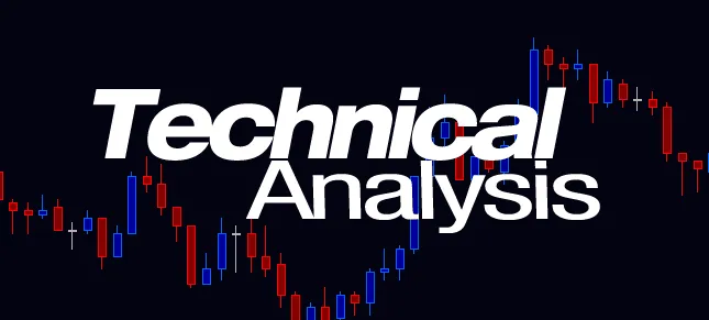 The words Technical Analysis over a candlestick chart background