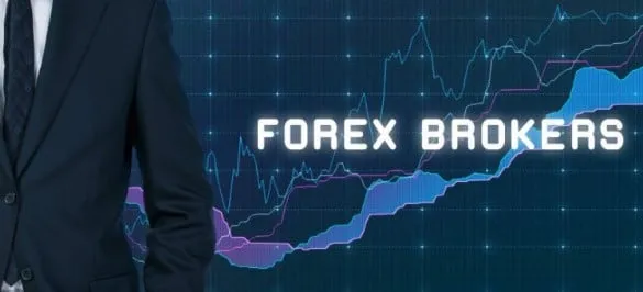 An illustration of the words Forex Brokers over a price chart